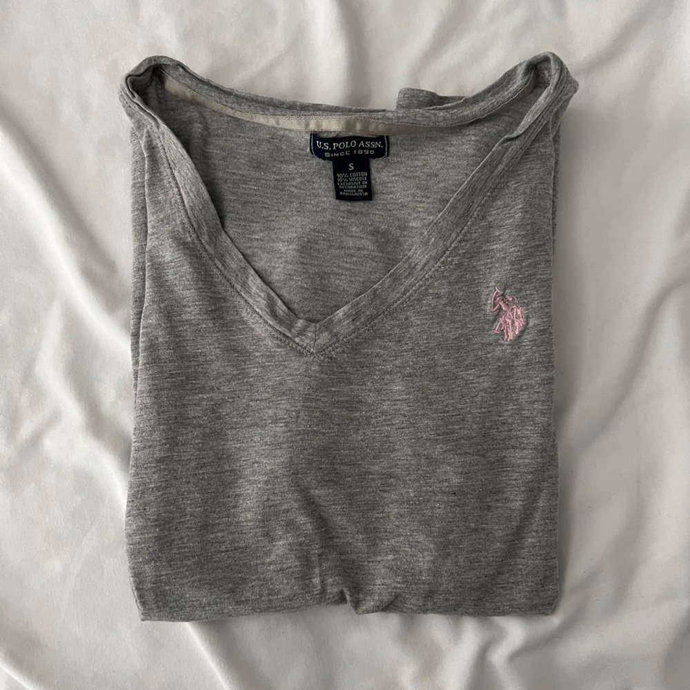Gray Polo Logo Tee